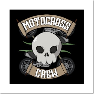 Motocross crew Jolly Roger pirate flag Posters and Art